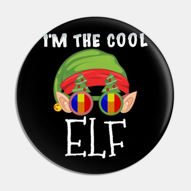 Christmas  I'm The Cool Romanian Elf - Gift for Romanian From Romania Pin by Country Flags