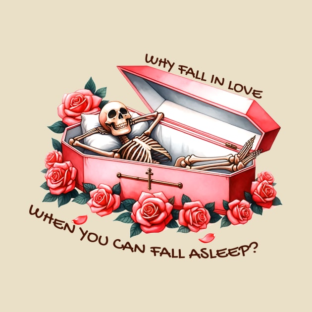 Why Fall In Love When You Can Fall Asleep? Funny Anti Valentine by Nessanya