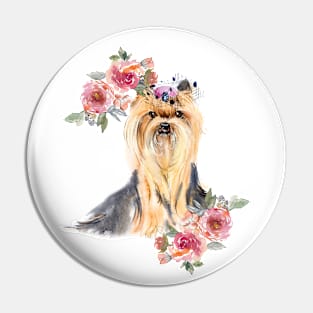 Yorkshire Terrier Diva Yorkie Watercolor Art Pin