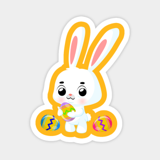 Easter bunny with colored eggs Magnet