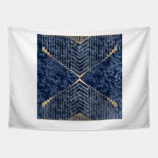 Art Deco Navy Velvet Tapestry