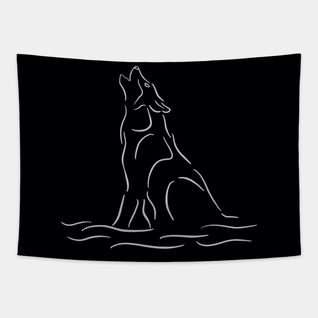 Minimalist Wolf Howling Tapestry by Tebscooler