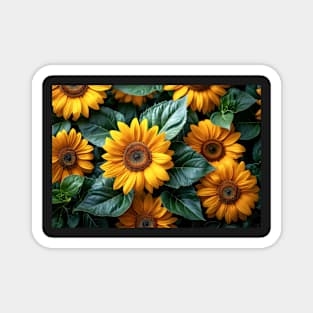 A Bed of Sunflowers in the Garden - Jigsaw Puzzle Magnet