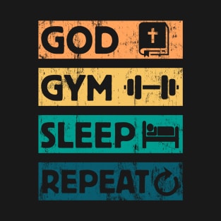 God Gym Sleep Christian Faith Workout T-Shirt