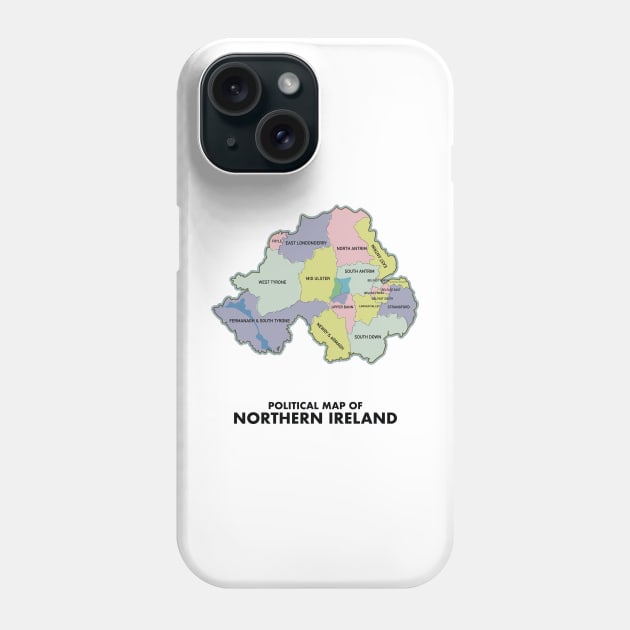 Political map of Northern Ireland Phone Case by nickemporium1