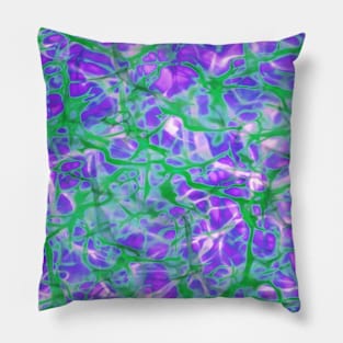 Circuits Abstract in Green on Purple Pillow