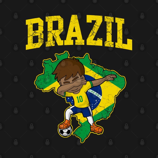 Brazil Soccer Football Boy Brazilian Flag Map by E