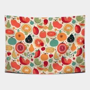 Colorful Fruit Motif in Seamless Pattern V2 Tapestry