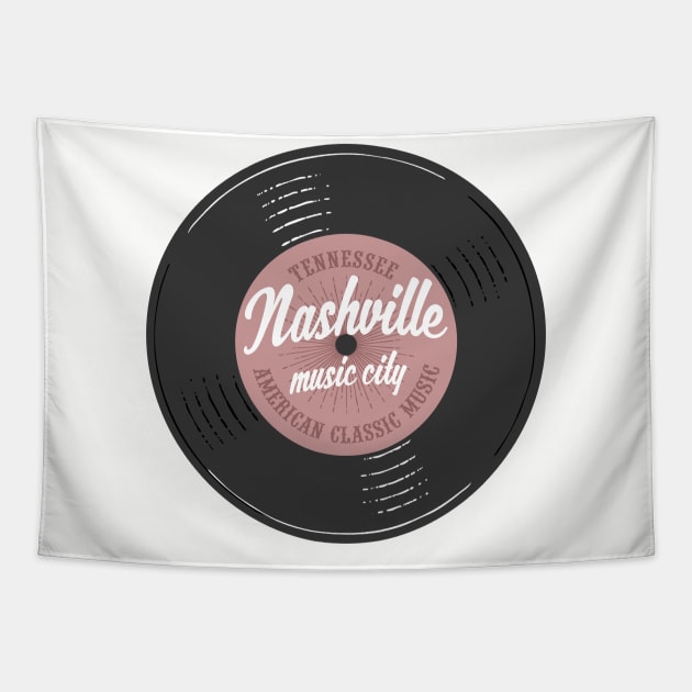 Nashville Music City Vinyl Tennessee Tapestry by Designkix