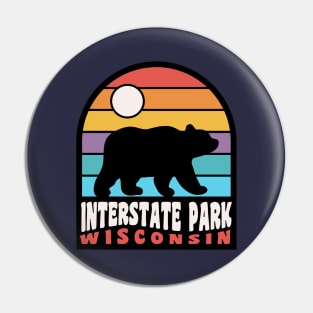 Interstate Park St. Croix Falls Wisconsin Bear Retro Sunset Pin