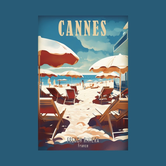 Cannes, France, Vintage Travel Poster by GreenMary Design