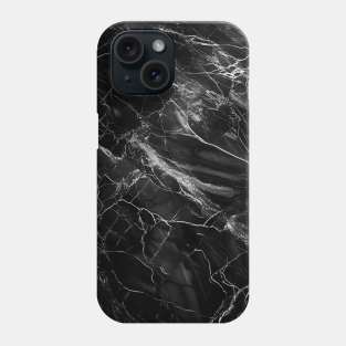 Deep Black Marble with White Veining Design Phone Case