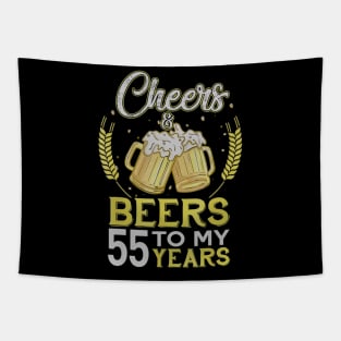 Cheers And Beers To My 55 Years Old 55th Birthday Gift Tapestry