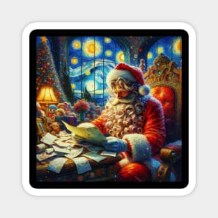 Stellar Santa - Starry Night Sky Holiday Art Prints Magnet