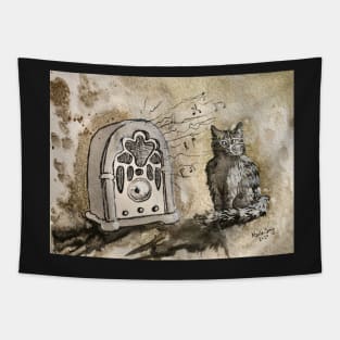 The Cat and the Old Radio Tapestry