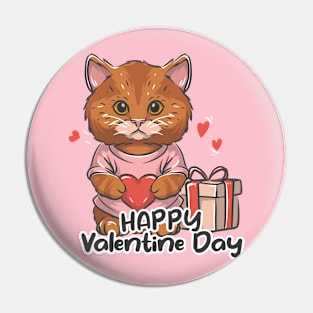 Cat Celebrate Valentine Day Pin