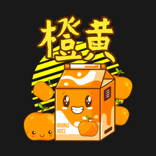 Orange Juice Box, 90s Japanese Kawaii Citrus Fruit Carton T-Shirt