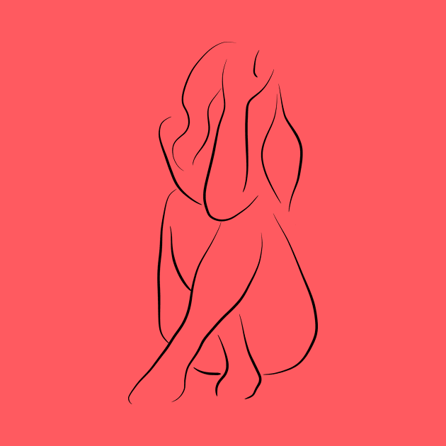 Female Nude Line Drawing - Cora's Turn to Cry by PeachOnAWindowsill