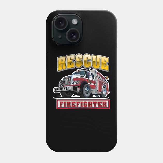 Cartoon Fire Truck Phone Case by Mechanik