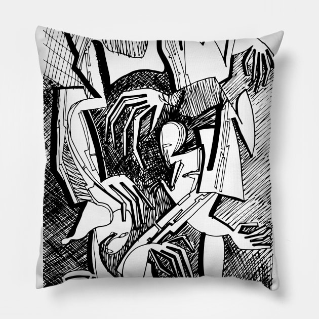 Abstract Bodies Drawing Improvisation #1 Pillow by MrBenny