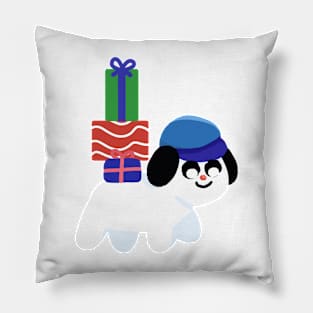 Joyful Pup Bearing Gifts Pillow