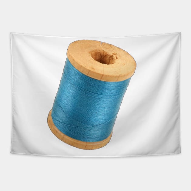 Wooden Spool of Blue Thread Tapestry by Head Blaze