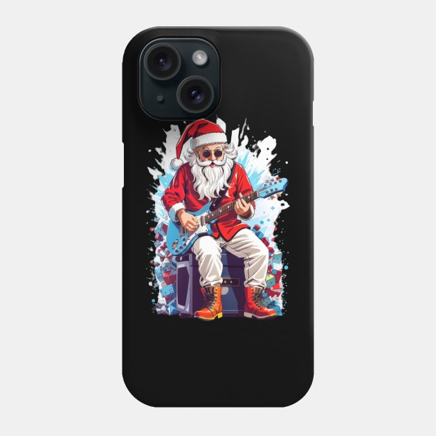 Santa Claus playing an electric guitar Phone Case by ghazistore