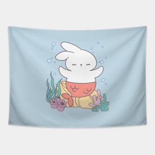 Cute little mermaid bunny smiling Tapestry