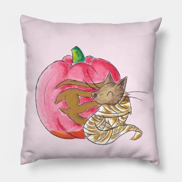 Egyptian Pink Pumpkin Pillow by KristenOKeefeArt