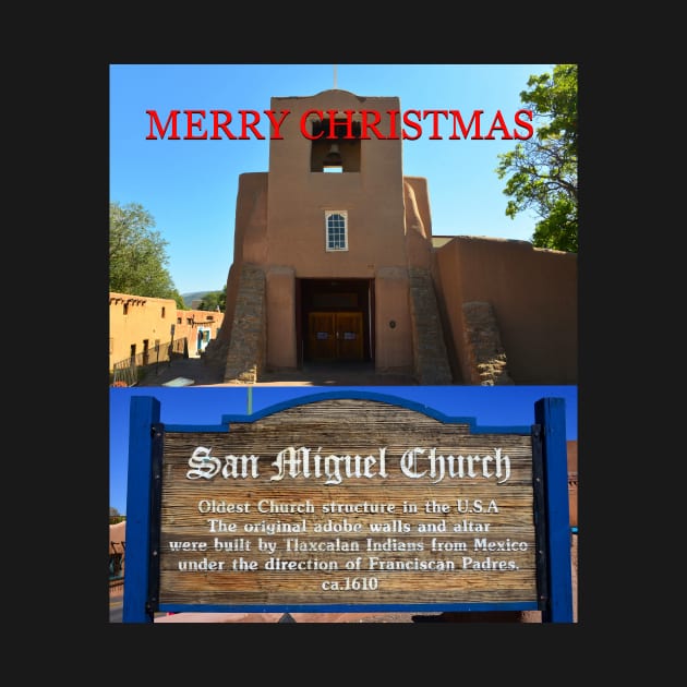 Christmas card of the San Miguel Church oldest in America by dltphoto