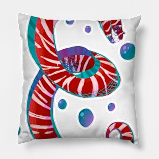 Red Zebra Moray Eel Fish as Letter E Pillow