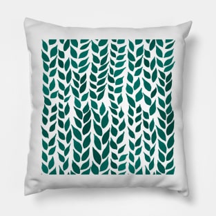 Simple Watercolor Leaves - Teal Pillow