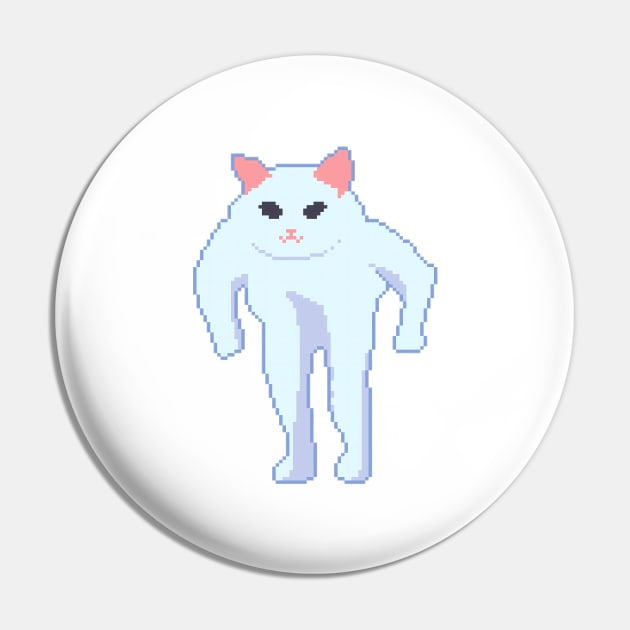 Funny Cat Meme Pixel Art - Cat - Pin | TeePublic