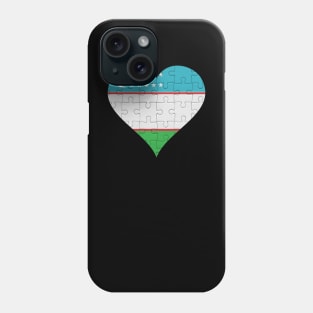 Uzbekistani Jigsaw Puzzle Heart Design - Gift for Uzbekistani With Uzbekistan Roots Phone Case