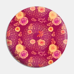 Spring Sunrise Mandalas and Roses Pin