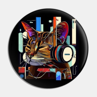 Music cute cat | Black, blue, and red Pin