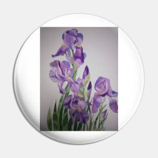 Watercolour purple irises with a light background Pin