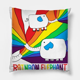 rainbow elephant Pillow