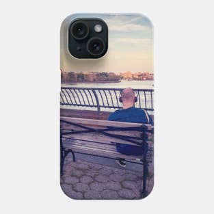 Sunset Carl Schulz Park Bench Lonely Man Manhattan New York City Phone Case