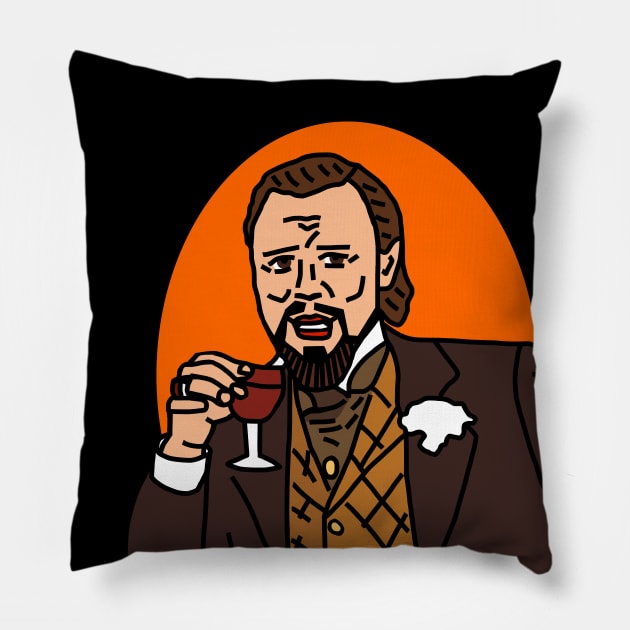 Laughing Leo is Drinking Wine Memes Pillow by ellenhenryart