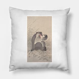Monkey and Bug by Ohara koson Pillow