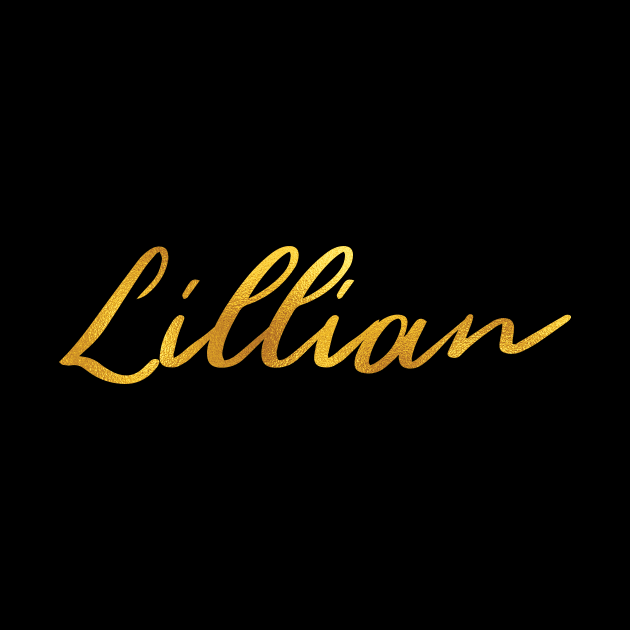 Lillian Name Hand Lettering in Faux Gold Letters by Pixel On Fire