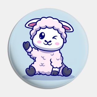 Cute Baby Sheep Waving Hand Cartoon Pin