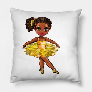 Ballerina in yellow bee themed tutu African American girl dancing ballet Pillow