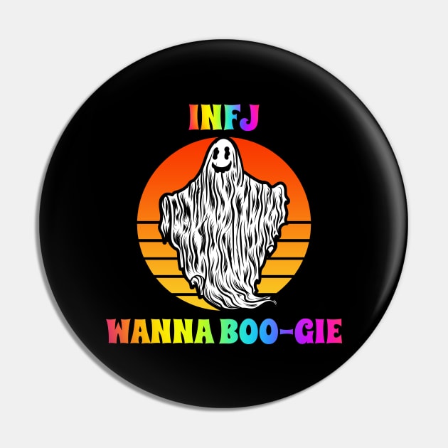 INFJ Wanna Boogie Groovy Halloween Party Retro Vintage Pin by coloringiship