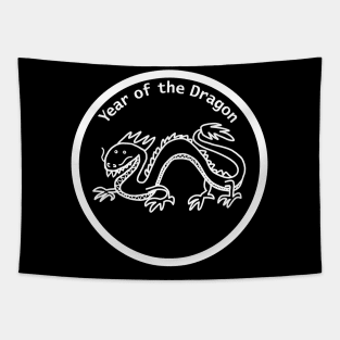 Year of the Dragon White Line Tapestry