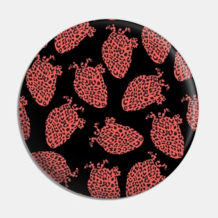 heart shape with caw print in black background Pin
