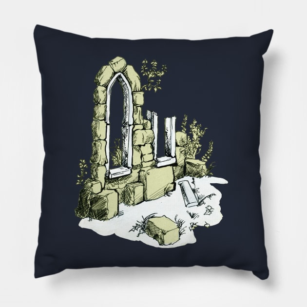 Ruins - lineart Pillow by Karolina Studena-art