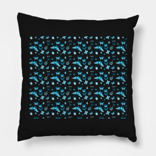 Blue Butterflies and Flowers Pillow