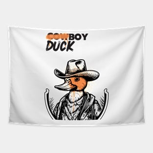 Funny Cowboy Duck Cool Tapestry